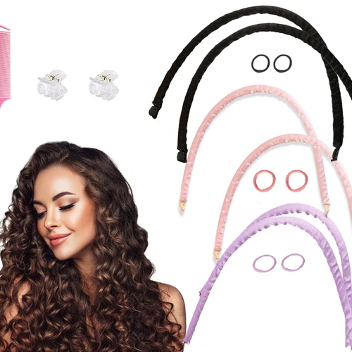 미니 얇은 무열 헤어 컬링 헤드밴드, 여유로운 소녀들을 위한 간편한 오버나이트 컬, 열 및 단추 없는 부드러운 웨이브 