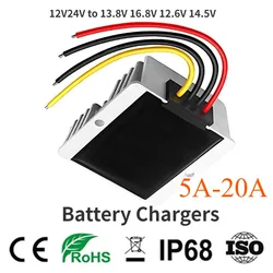 9V-36V 12V24V to 13.8V 16.8V 12.6V 14.5V 5A-20A 12V Lithium Battery Chargers BOOST BUCK DC DC Charger For Dual-battery System