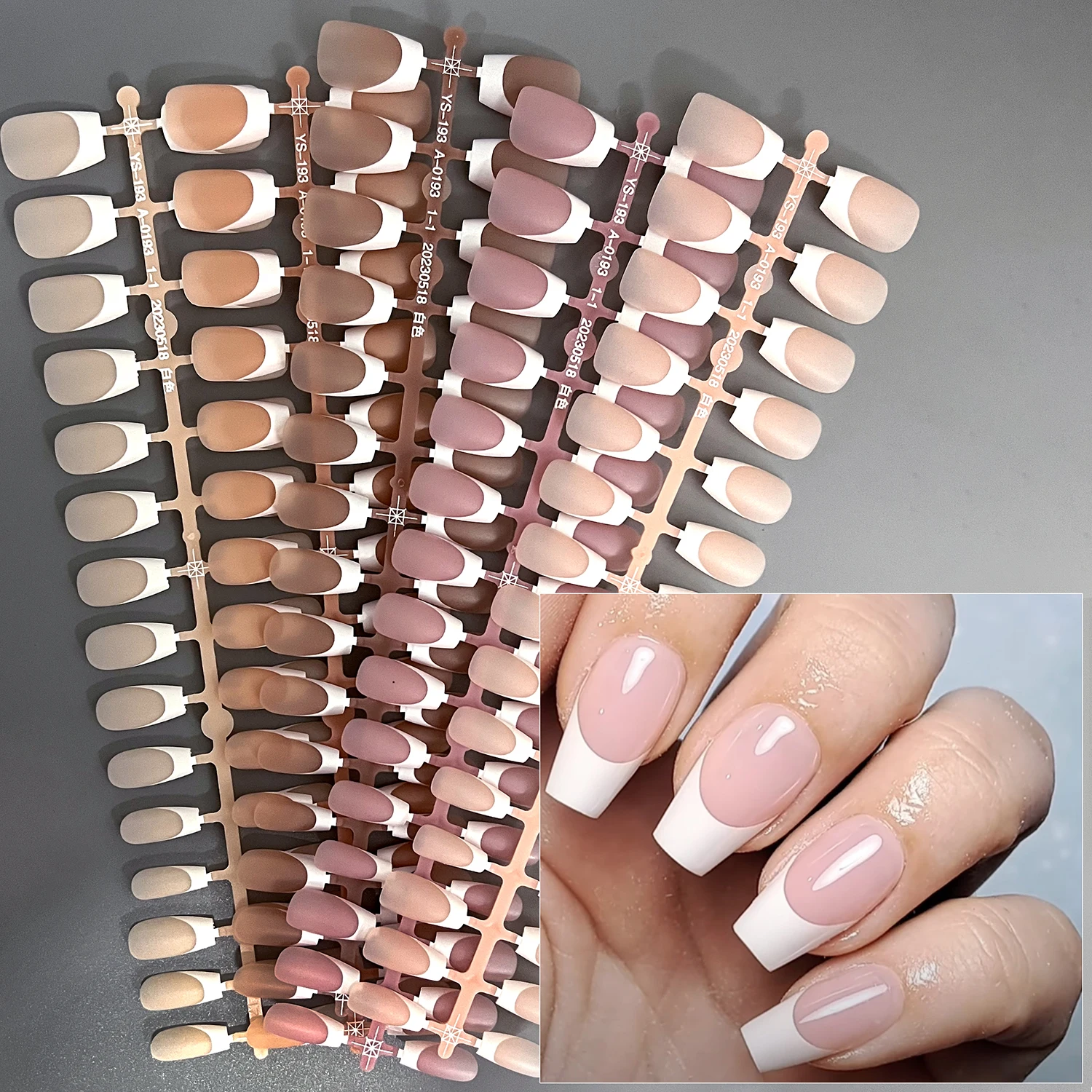 120pcs Pre-made French Soft Gel Nail Tips Short Coffin Full Cover Press on False Nail Pre-colored Coat for Easy Nail Extension