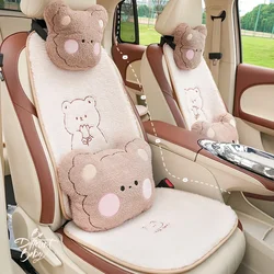 Polar Fleece Cartoon Bear Car Seat Cushion Pads Winter Warm Anti Slip Auto Seat Cushion Cover Decoration Interior Accessories