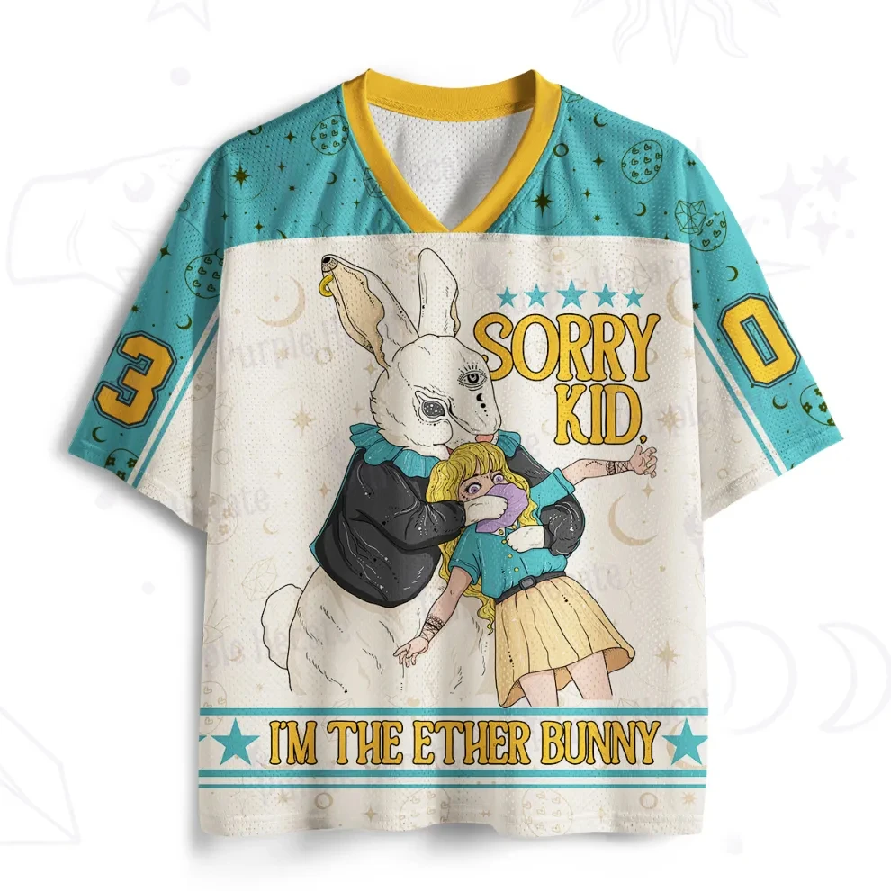 Sorry Kid I'm Ether Bunny Mesh Jersey Breathable V-Neck T-Shirt Suitable for Men Women and Children As Family ExerciseT-Shirts