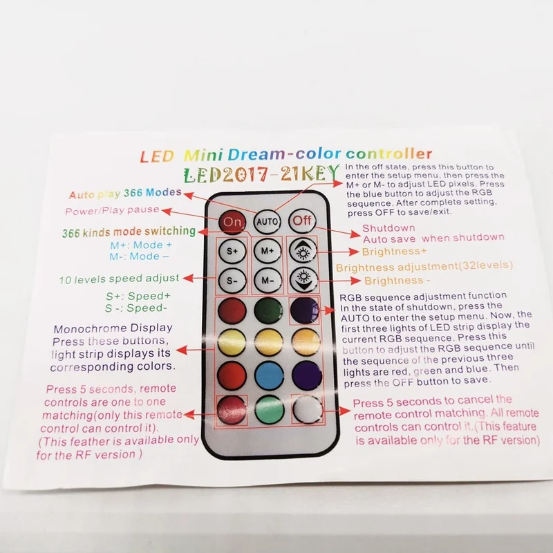 WS2811 WS2812 RGB Controller 21key LED Lights RF Remote Controller For WS2812B LED Strip Dimmer 5V 24V 5050 Strip Lights Control