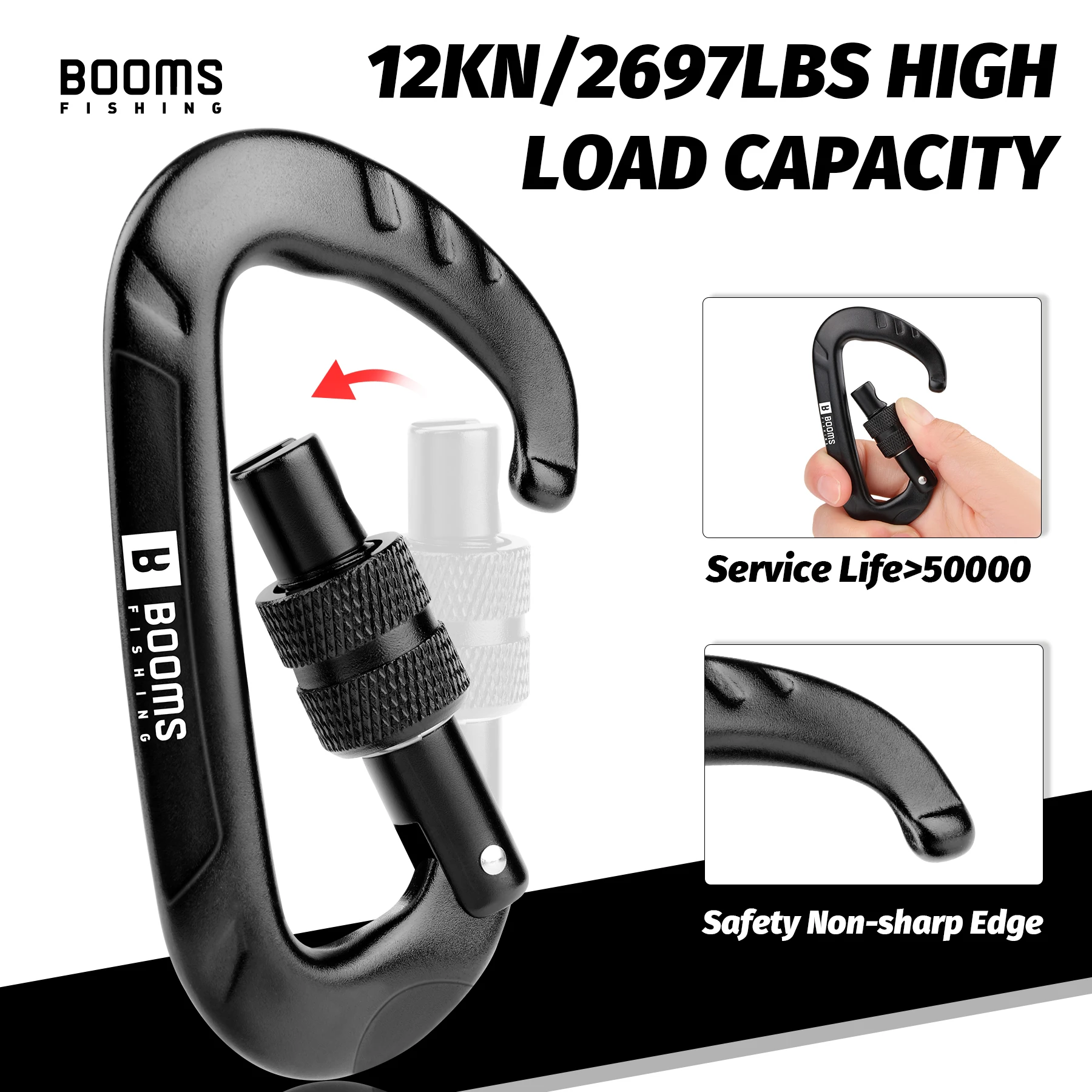 Booms Fishing CC11 For Camping Outdoors Buckle Hook 12KN Aluminum Alloy Safety Lock Fishing Tools Accessories