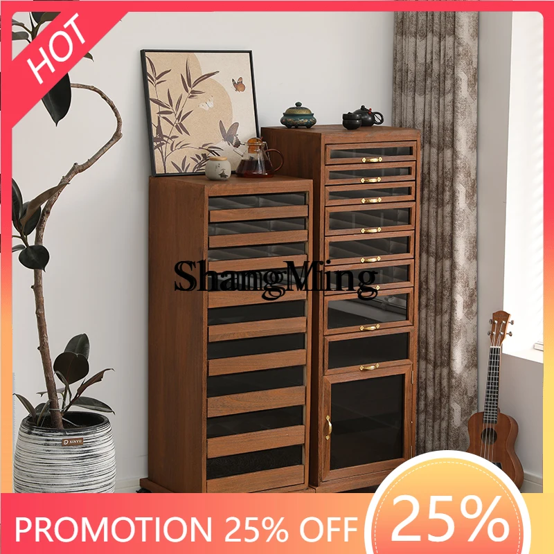

FG good-looking solid wood nine-chest cabinet multi-layer tea set cabinet storage tea room living room side cabinet