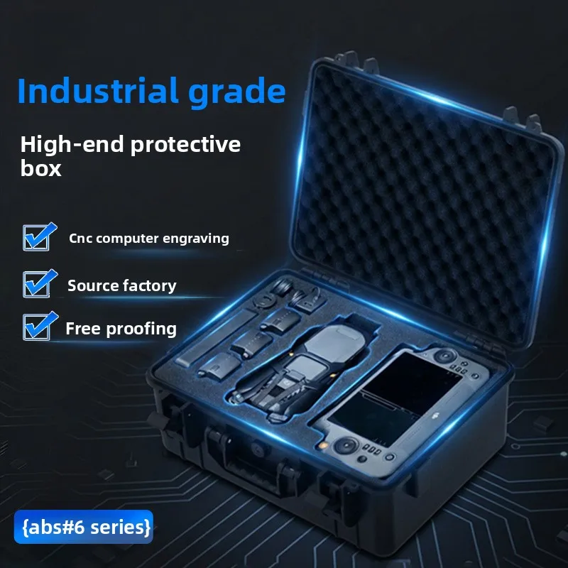 Waterproof ABS Protective Hard Case Tool Box with Foam Insert and Locking Latch, Portable Storage Organizer for Electronics