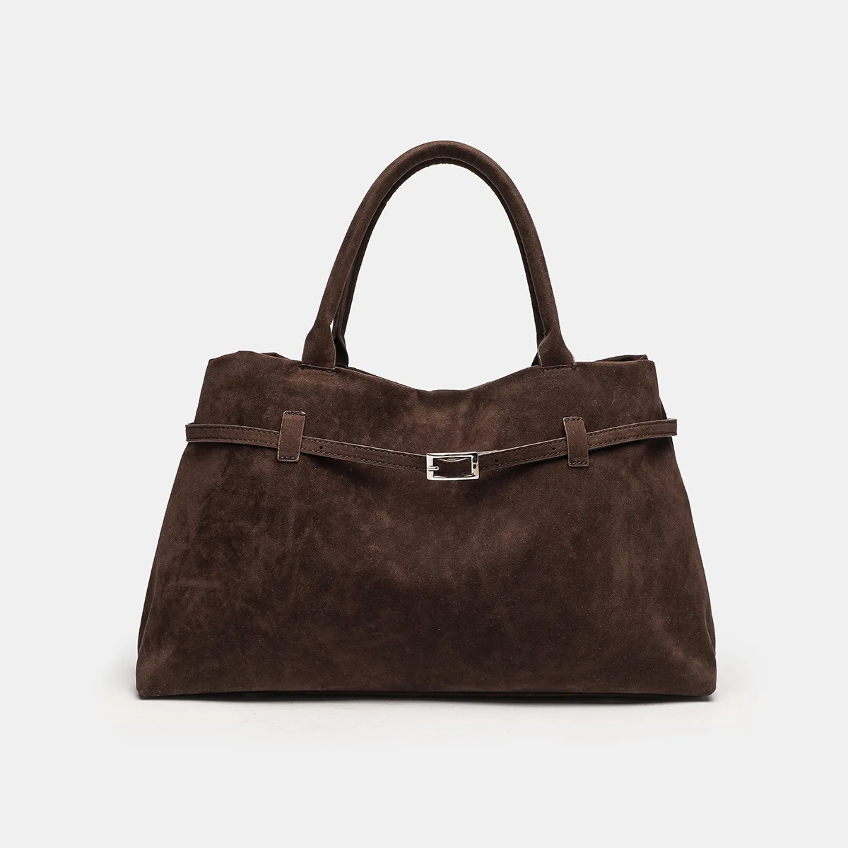 New Women's Retro Suede Frosted Bag Casual Large Luxury Design Commuter High-end Armpit Bag Soft Handle Zipper Closed Tote Bag