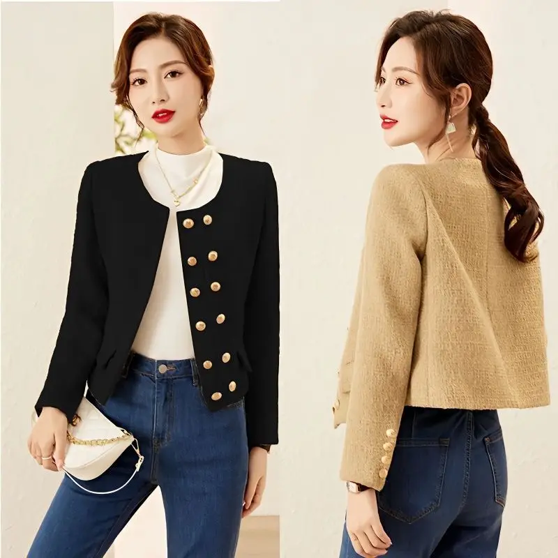 Women Autumn Winter Simplicity Office Lady Slim Solid Color Long Sleeve Coat Women Clothes Fashion All-match Elegant O-neck Tops