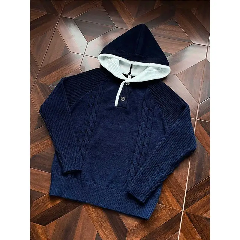 

Men's Heavyweight Color Blo Knit Hat Sweater Winter Thi Warm Loose Top High End Feeling Korean Sle Knitted irt