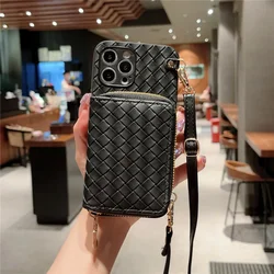 Crossbody Lanyard Leather Phone Case for IPhone 16 14 Plus 17 15 13 12 11 Pro Max XS X XR Wallet Card Holder Shockproof Cover