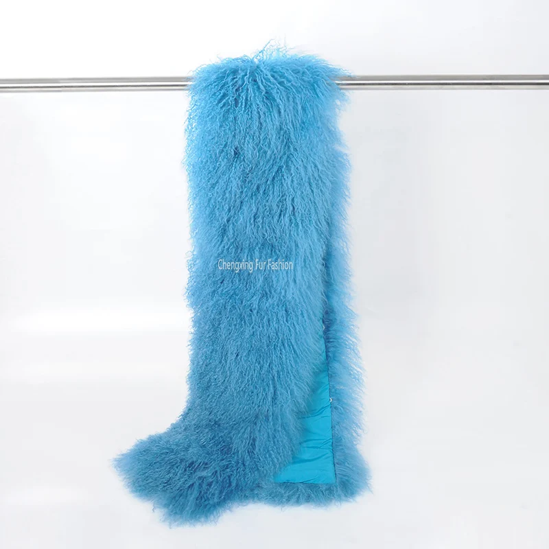 

CX-B-92D New Women Fashion Wholesale Mongolian Lamb Fur Cape Shawl