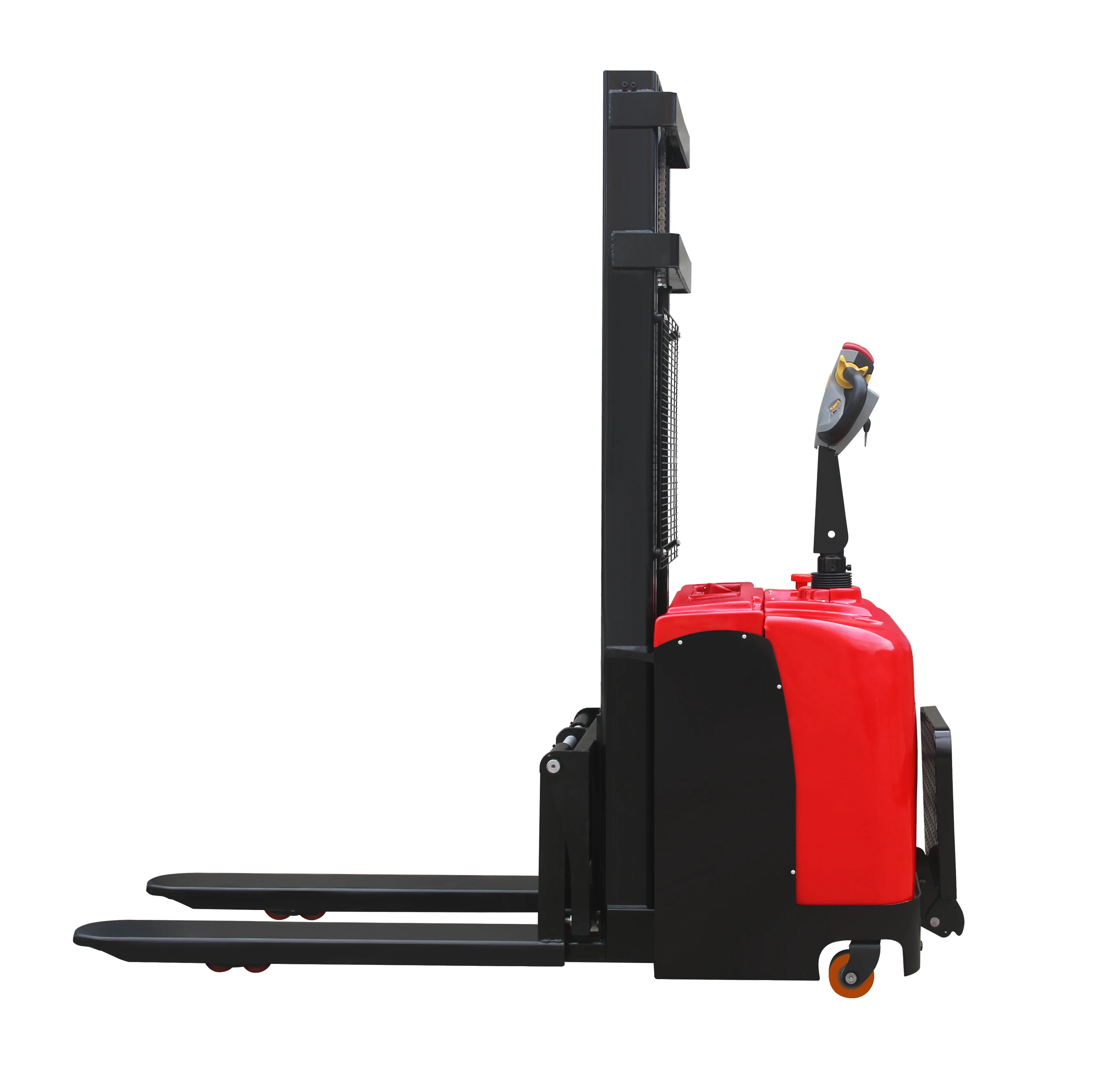 

2 ton 4 meters lifting semi electric pallet stacker walking type electric stacking truck forklift