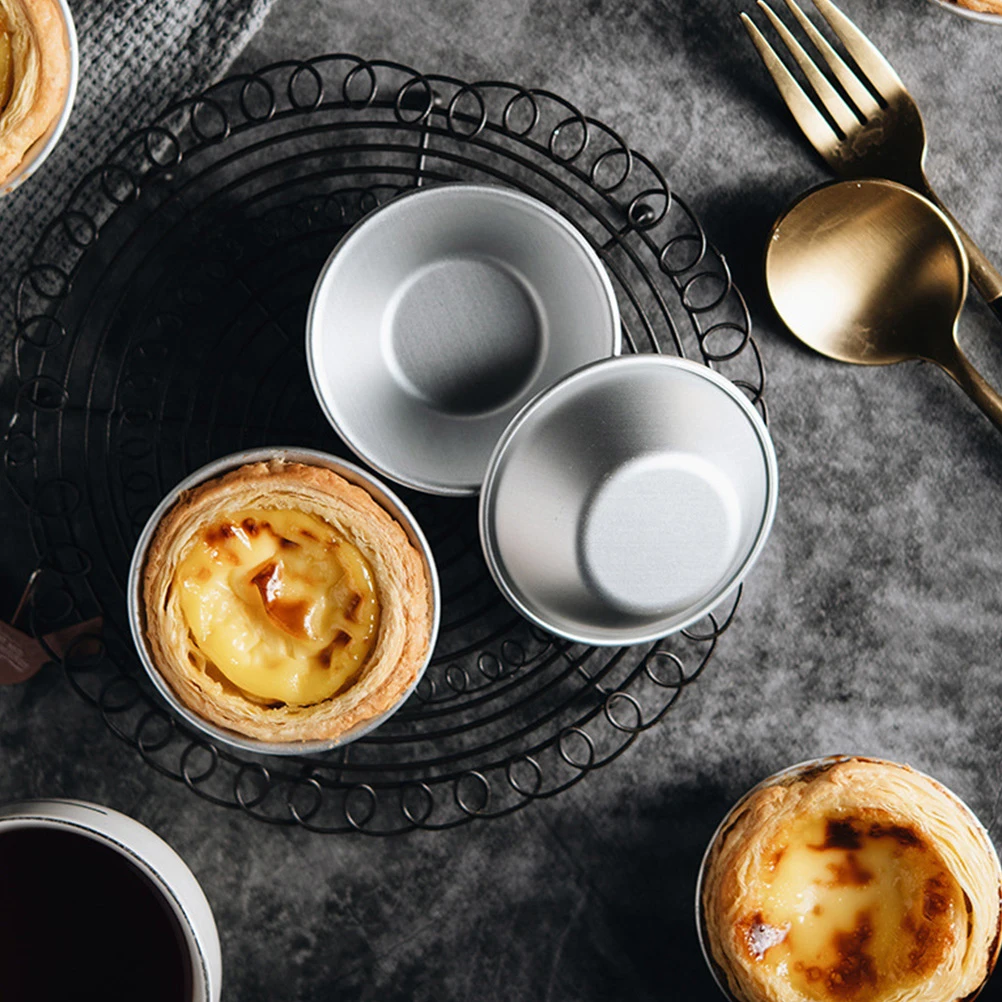 

12 шт., форма для выпечки из нержавеющей стали, круглые металлические формы для кексов, кексов, термостойкие многоразовые принадлежности для выпечки