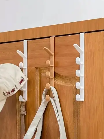 1pc Bedroom Door Hanger Clothes Hanging Rack Over The Door Plastic Home Storage Organization Hooks, Purse Holder For Bags Rails