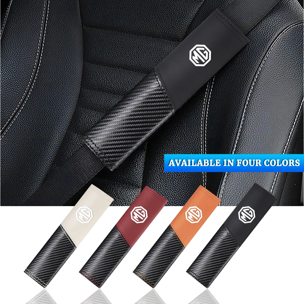 

3D Car Carbon Fiber Seat Belt Protector Cover Pads Decoration Accessories For Morris Garages MG MG3 MG5 MG6 MG7 ZS EZS EHS Phev