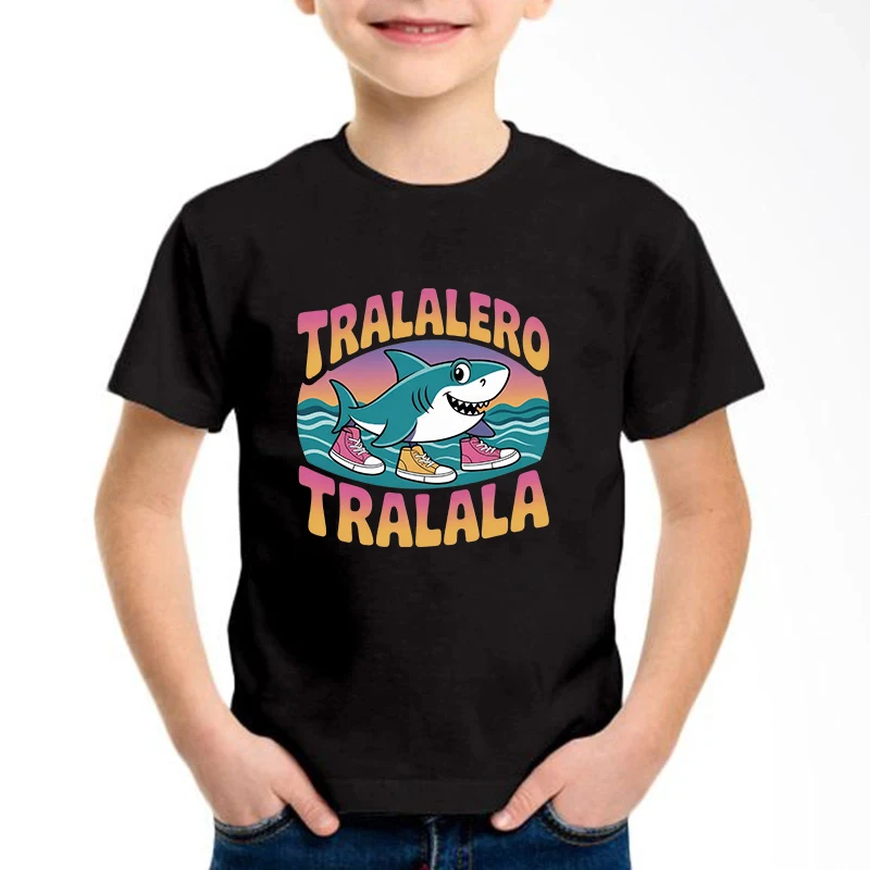 Italian Brainrot T-Shirts Manga Kinder T-Shirt Harajuku für Jungen Mädchen Sommer Frühling Casual Top Tee