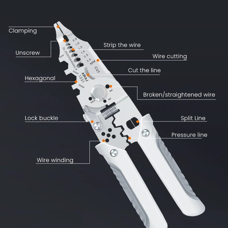 AIRAJ 21 In1  Automatic Wire Stripper Multi-Function Electrician Wire Splitter Wire Winding Pliers Crimping Pliers Hand Tool