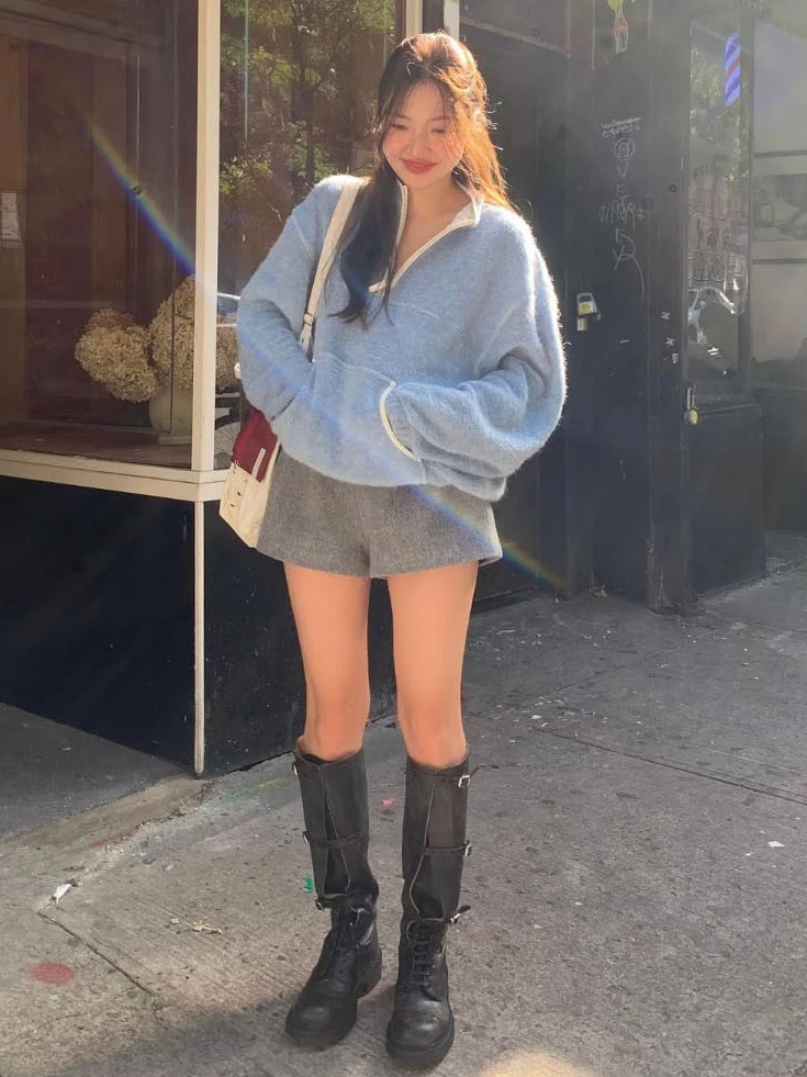 Felpa con cappuccio coreana Sle morbida dolce oversize Plu f Zip da donna inverno nuova calda Fce Jaet marca cinese ex felpa con cappuccio