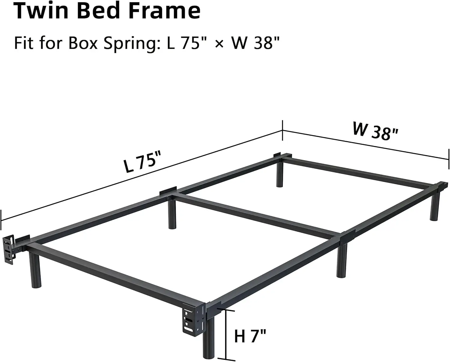 Twin Bed Frame, 7 Inch Metal Platform Bed, Box Spring Foundation, 6-Leg Support, Noise-Free, Easy Assembly, Black…