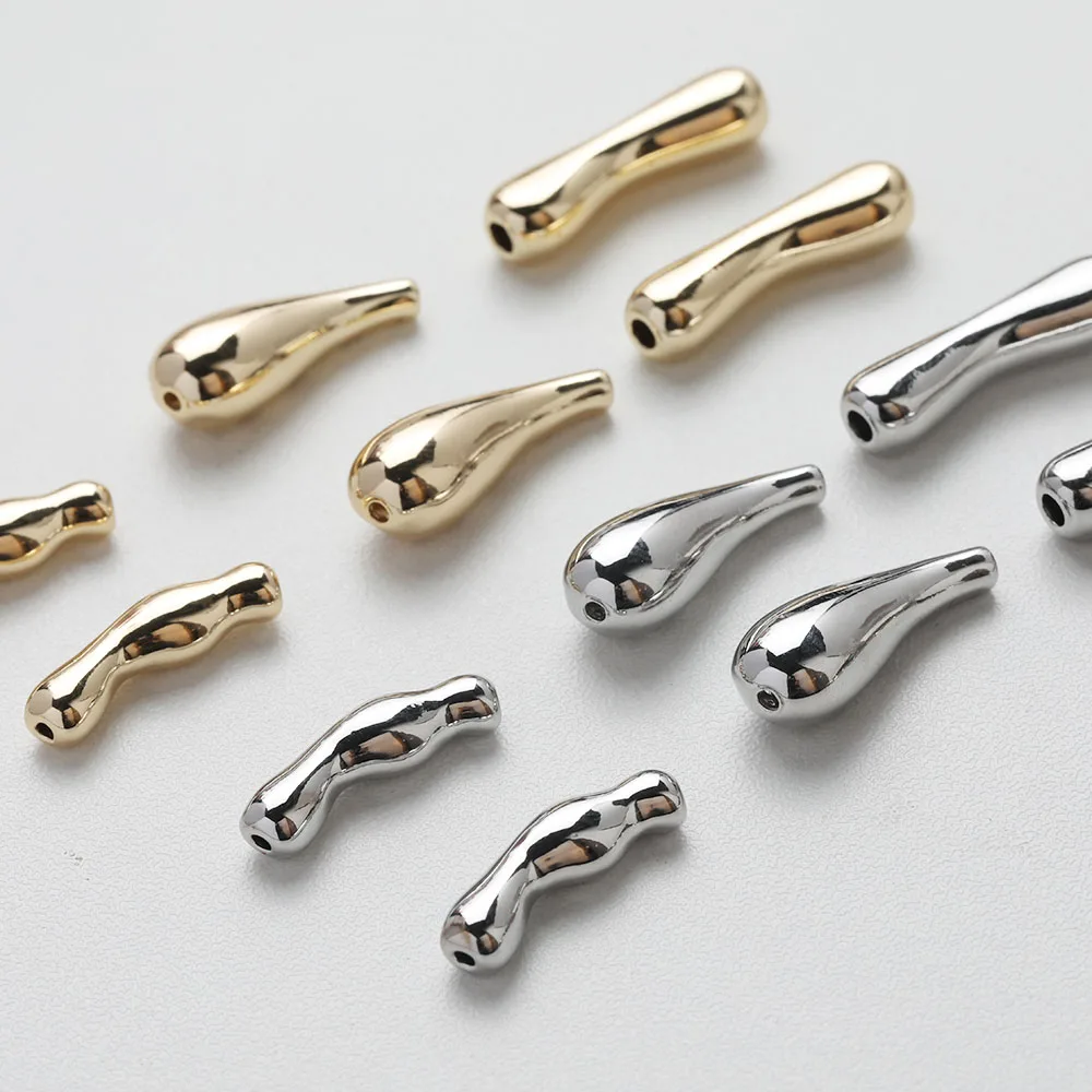 4PCS Dainty Drop Septal Beads Jewelry Making Bracelet Necklace Supplies Pendant DIY Brass 14k Gold Plated Accessories