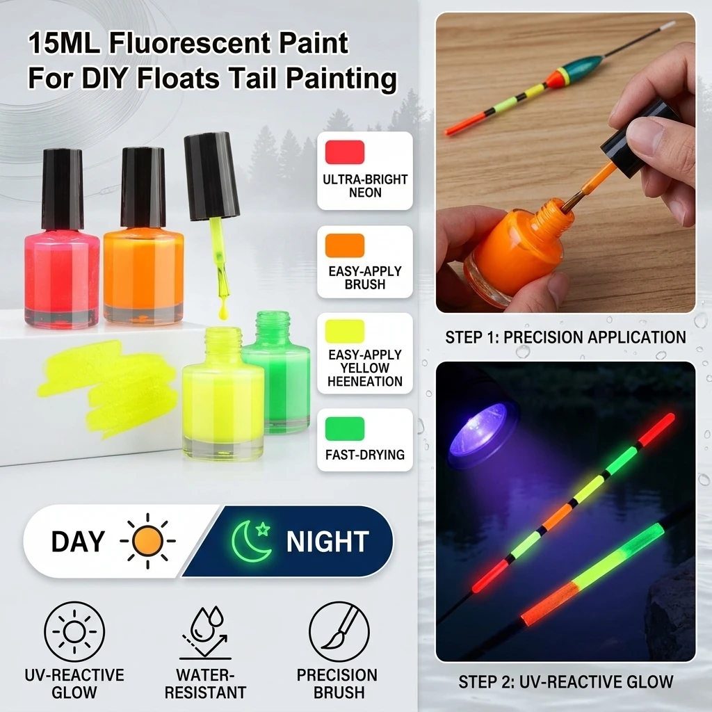 Fluorescent Liquid Repair Fishing Float Paint Professional Fishing Tackle Repair Indicator Paint Quick Drying Paint Fishing Tool