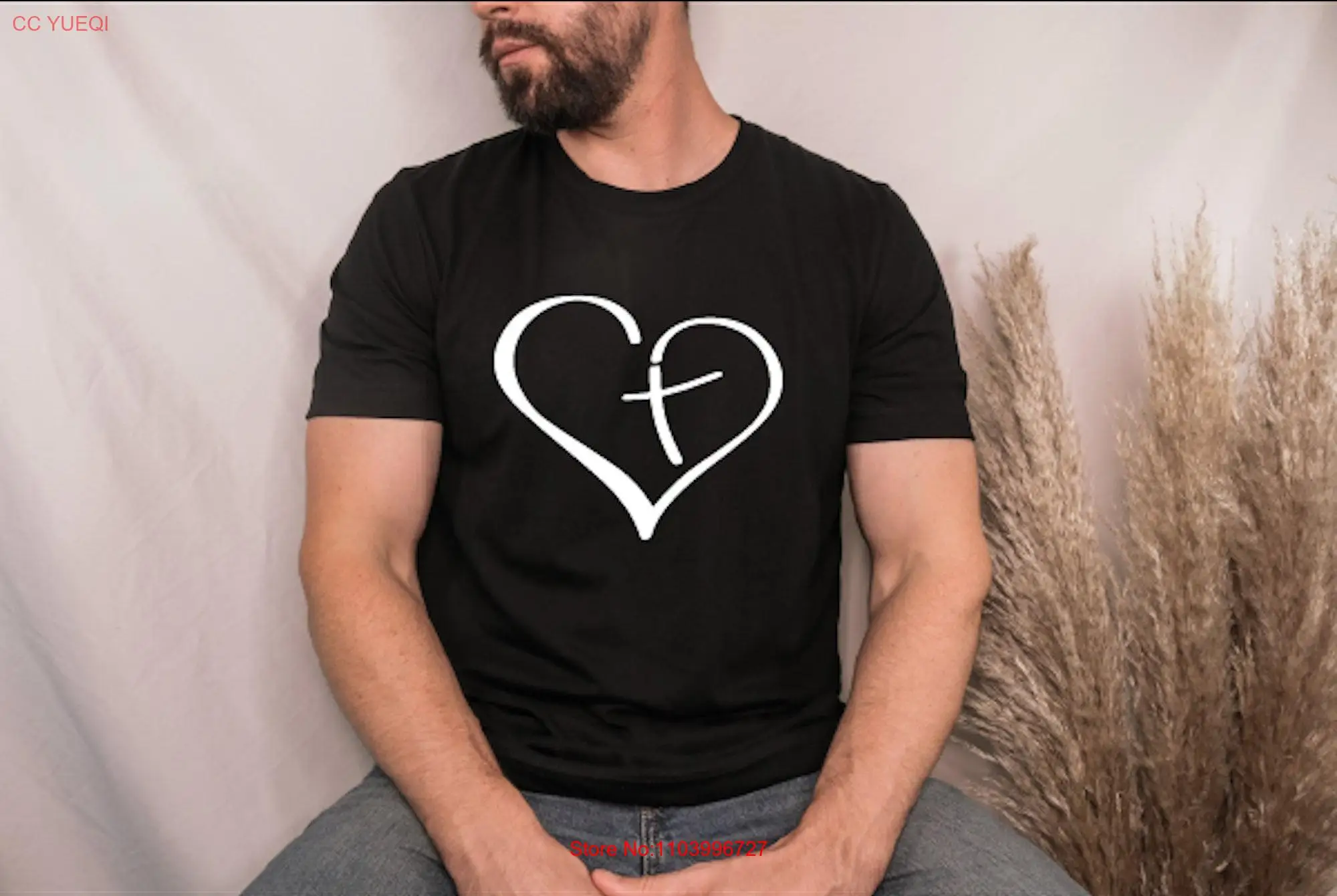 

Heart Cross T Shirt Christian Religious Easter Inspirational long or short sleeves