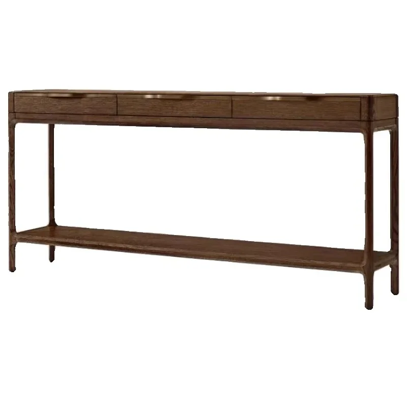 

Solid wood porch against the wall table, sofa back few, oak retro porch partition cabinet long table