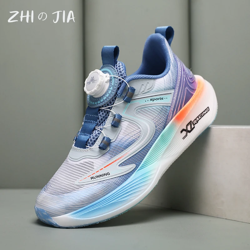 Boy Fashionable Rotating Buckle Sneaker Children's Summer New Single Mesh Running Shoes Anti Slip Breathable Footwear 33-42