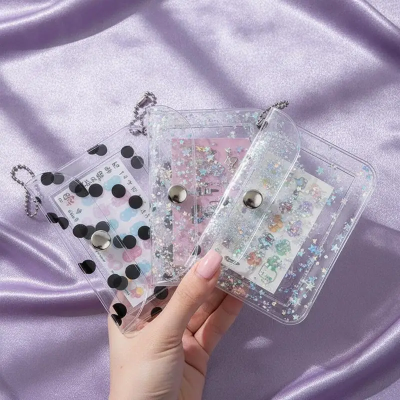 Colorful PVC Card Holder Portable Coin Document Storage Small Bag Display Hanging Bag For Daily Use