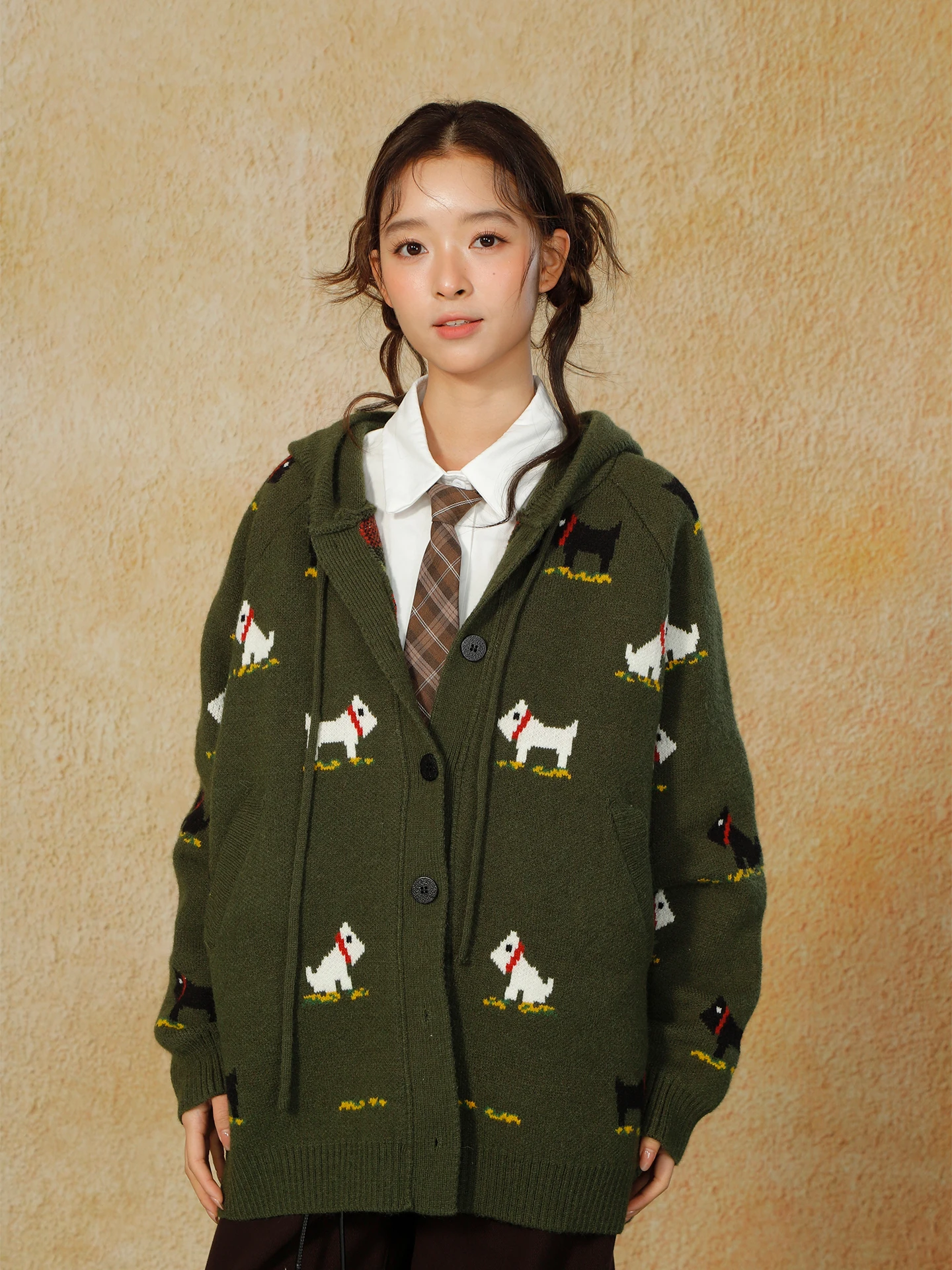 chapeau-tricote-chaud-d'hiver-pour-femme-pull-imprime-chien-de-dessin-anime-cardigan-commemoratif-long-fermeture-a-glissiere