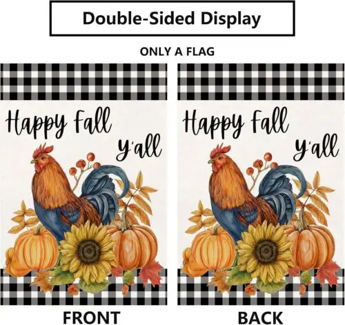 Welcome Fall Harvest Chicken Garden Flag Happy Fall Y'all House Flag 12x18in Dou