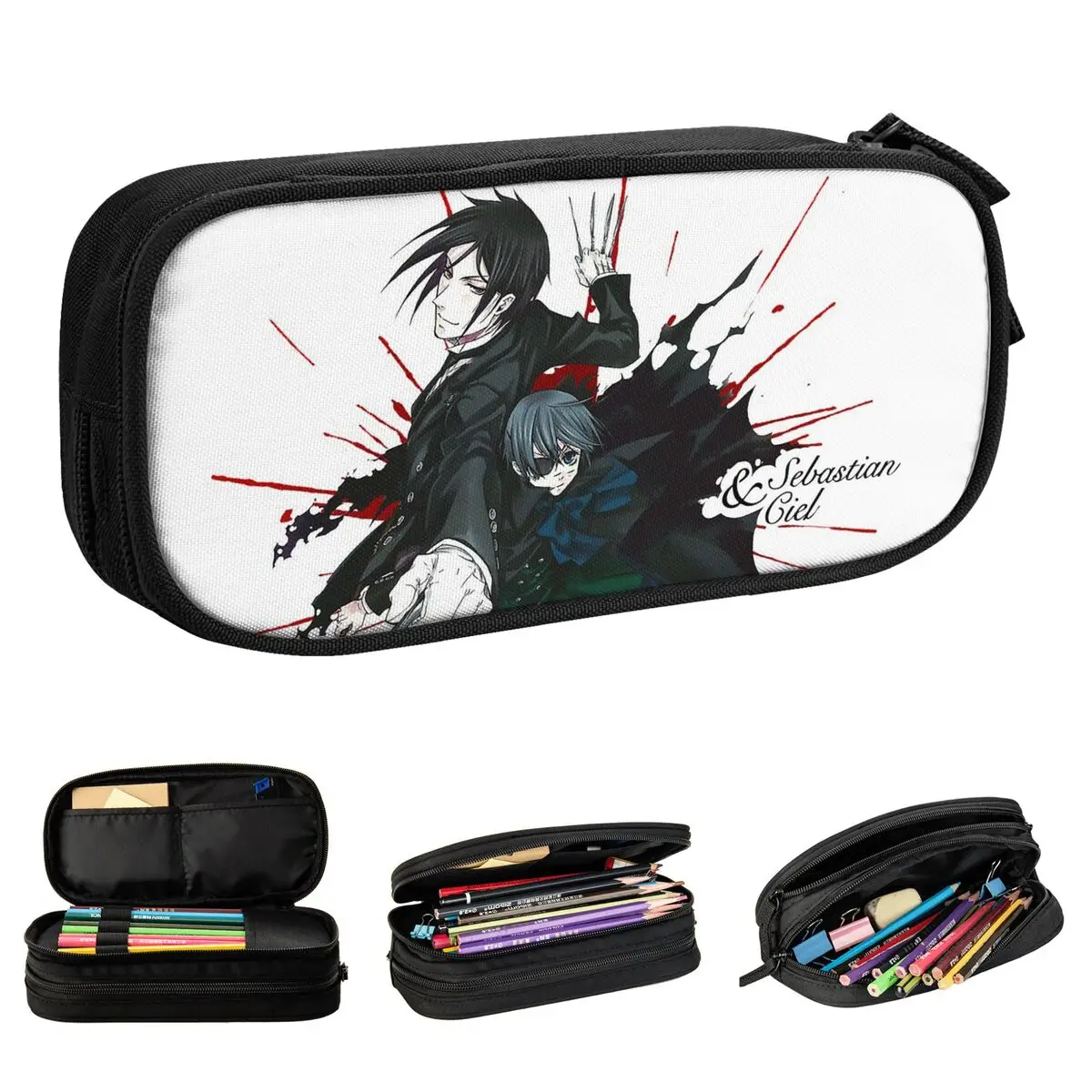 

Ciel Sebastian Черный дворецкий пеналы забавные сумки для ручек студенческие большие школьные подарки пенал