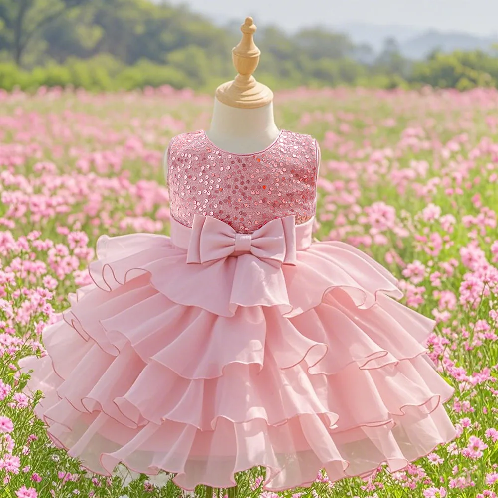 Baby girl glitter chiffon cake dress elegant birthday party wedding cake chiffon dress elegant formal dress birthday party weddi