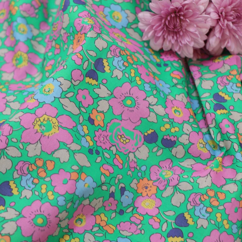 New Textile Betsy Floral 100% Cotton 80S Like Liberty Fabric Digital Printing For Sewing Cloth Dresses Skirt Kids Designer Soft