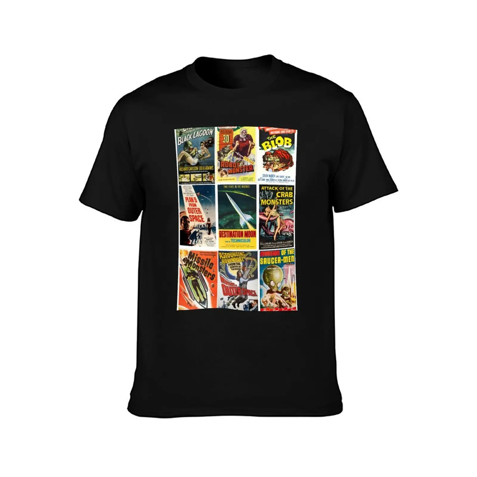 Vintage Sci-Fi Movie Posters Collage T-Shirt funny t shirts cotton T-Shirt
