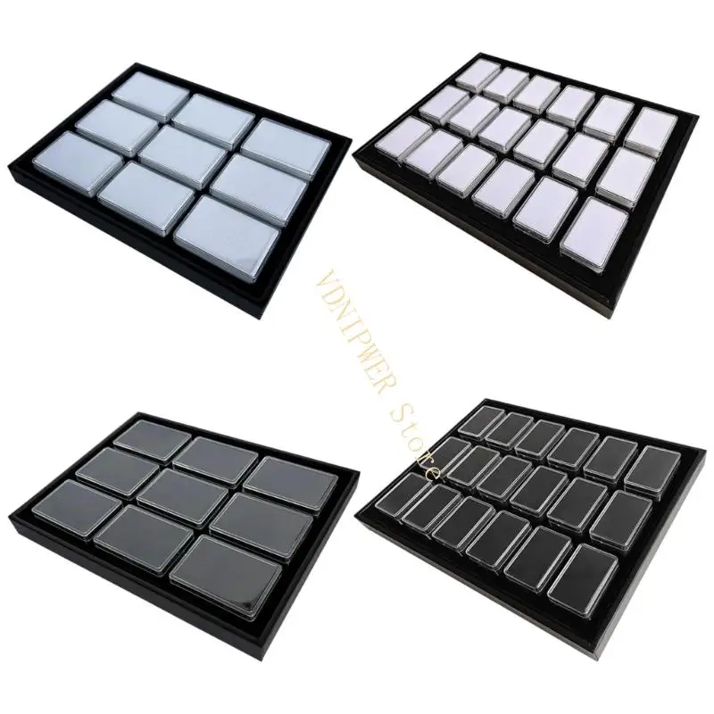 

Compact Acrylic Jewelry Display Case Sturdy PU Material Storage Box for Gemstones and Miniature Models D08E