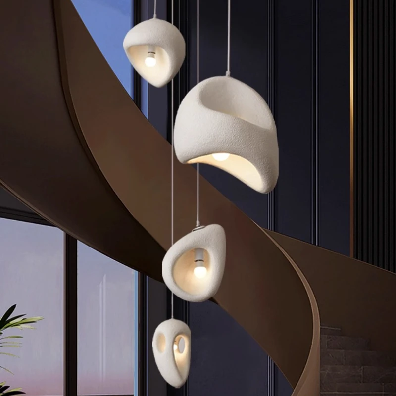 

Nordic Wabi Sabi Pendant Lights Irregular Hollow Out Lighting Fixture Villa Stairs Living Room Resturant Art Chandeliers Decor