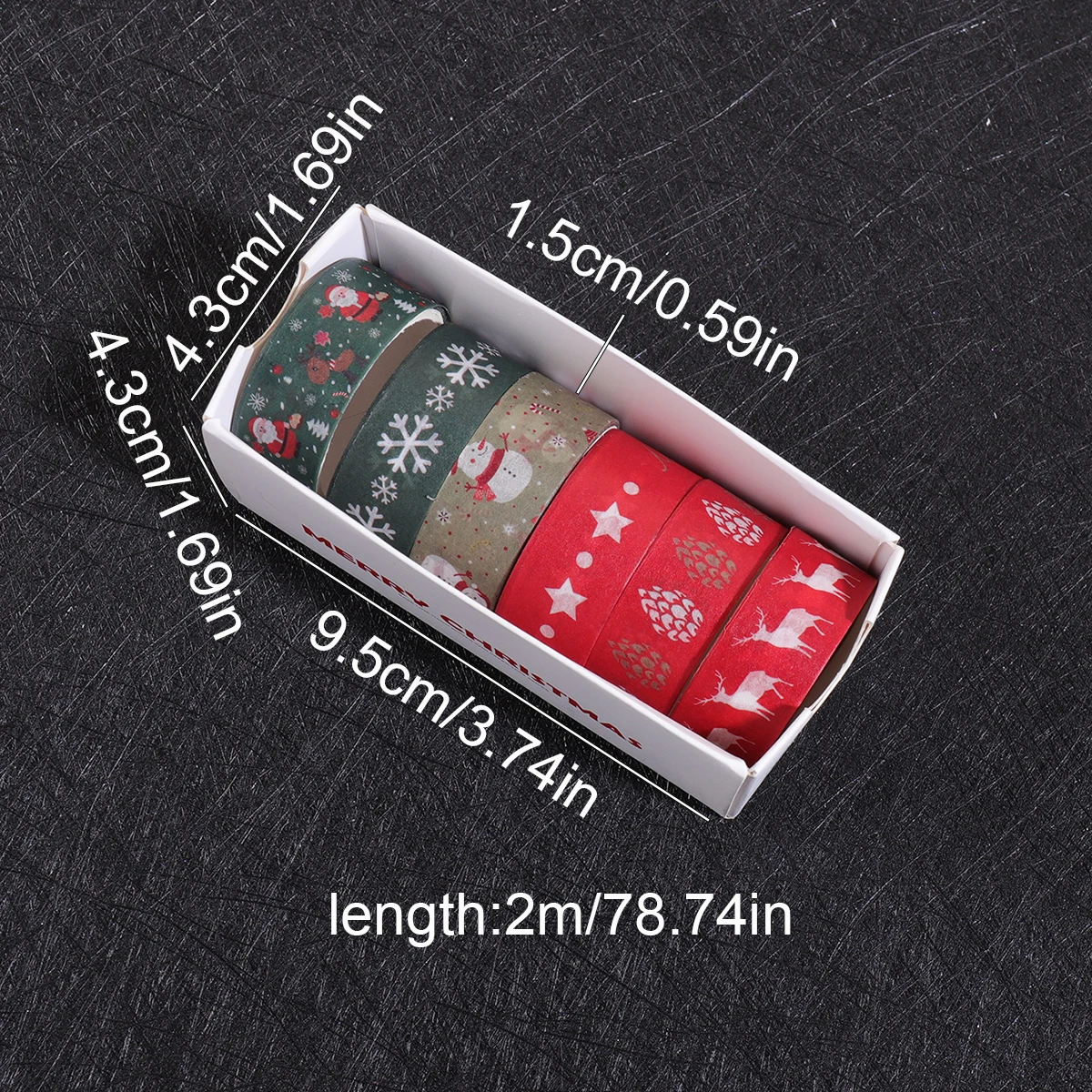 6 لفات/صندوق من شريط واشي بطابع عيد الميلاد، مناسب لمواد تزيين المجلات بنفسك، هدية عطلة للأصدقاء. #2