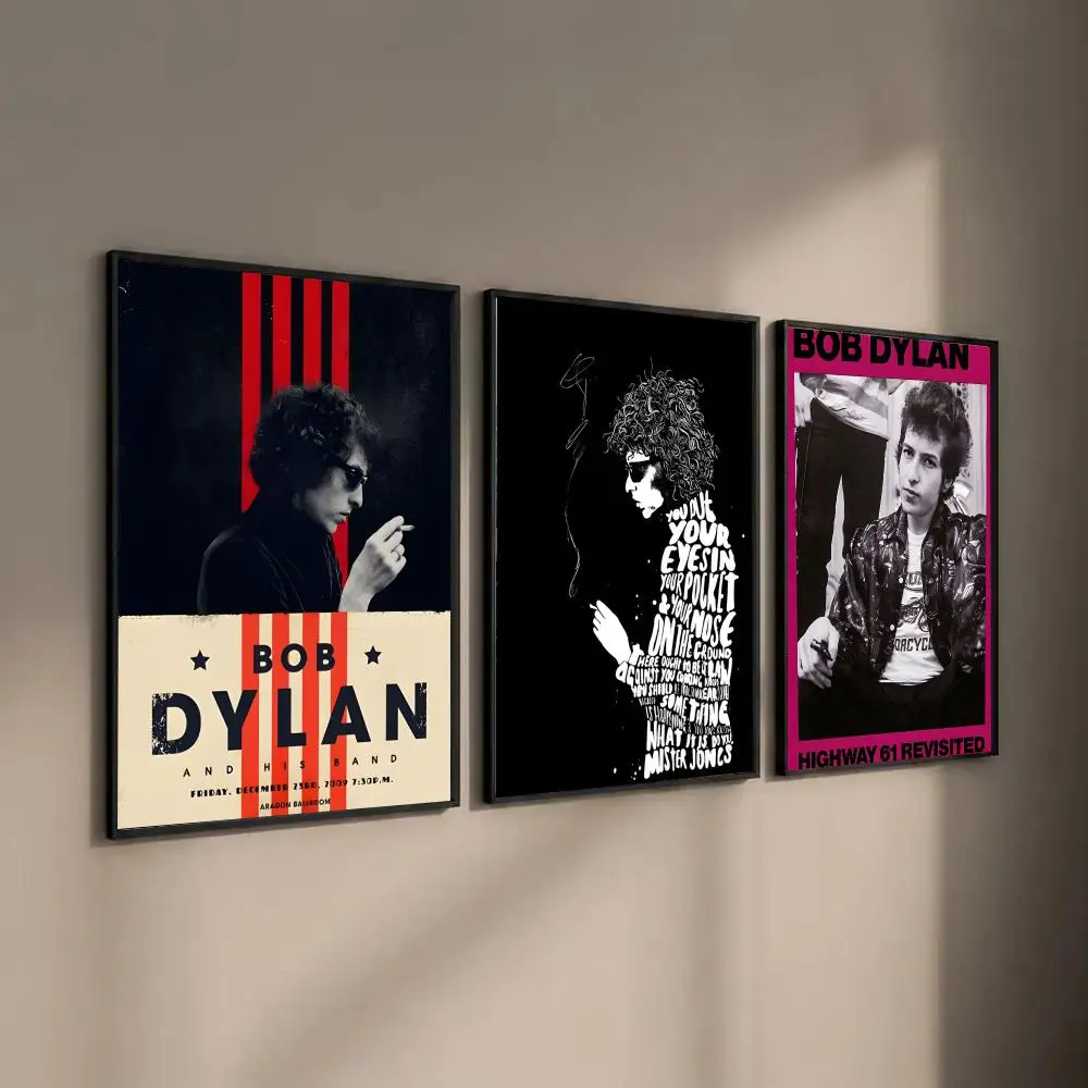 Singer B-Bob Dylan Poster Self-adhesive Art Waterproof Paper Sticker Coffee House Bar Room Wall Decor