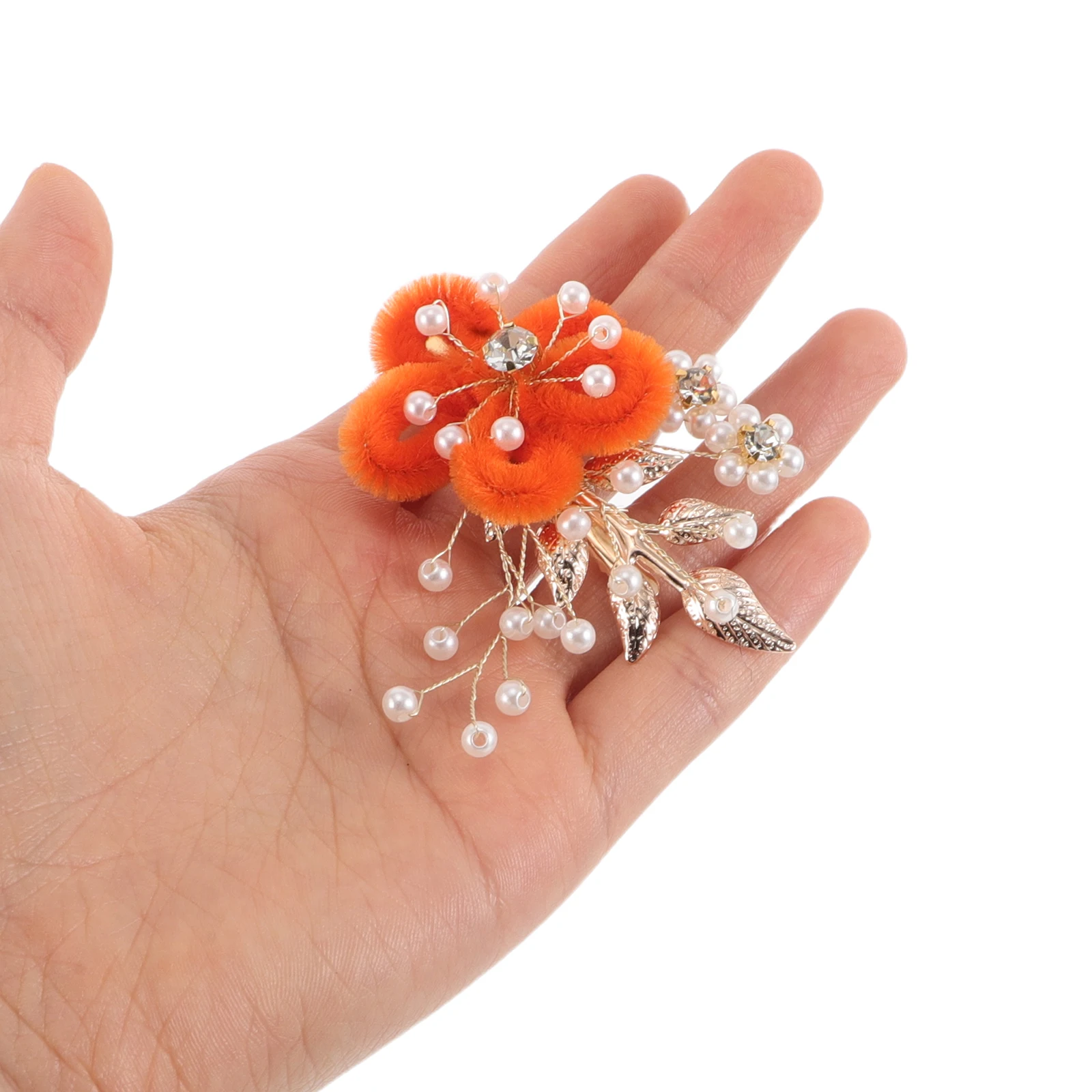 

4pcs Flower Clips Bridal Barrettes Pearls Leaves Wedding Accessories For Women Lightweight Classic Design Daily Party Wear