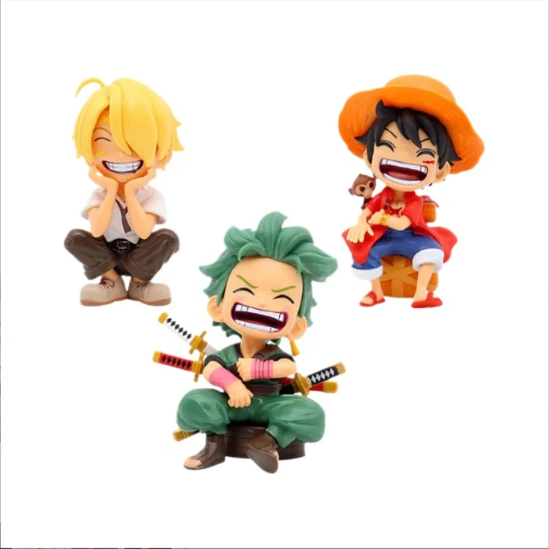 ฟิกเกอร์อนิเมะ One Piece - เวอร์ชัน Q ยิ้มลูฟี่, ซันจิ, ซูโร, เครื่องประดับรถยนต์ • เดสก์ท็อปตกแต่ง • ตุ๊กตาสะสม • โมเดลของขวัญ