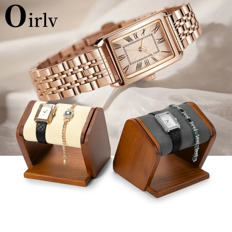 Oirlv Wooden Single Watch Display Stand Holder Watch Stand Jewelry Accessory Organizer for Chain Hairband Store Display Props