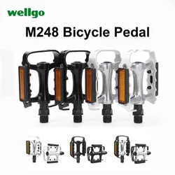WELLGO M248 MTB Pedals Aluminum road bike non-slip ultra-light pedals  Racing Folding Bike DU Perlin Bearing Threaded Pedals