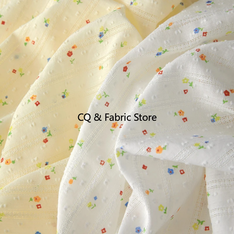Spring Summer Yellow Small Floral Cotton Fabric For Pajamas Kids Clothes Homewear Diy Material By The Yard