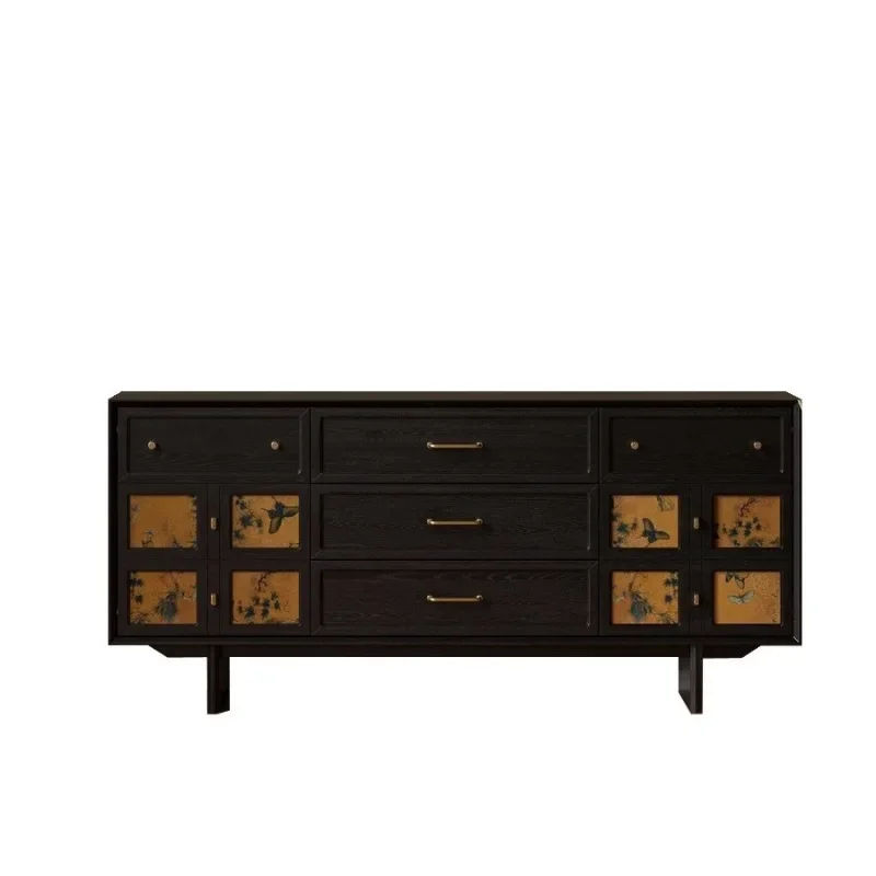 wood retro living room dining side cabinet retro designer fragrant cloud yarn module cabinet entrance storage cabinet