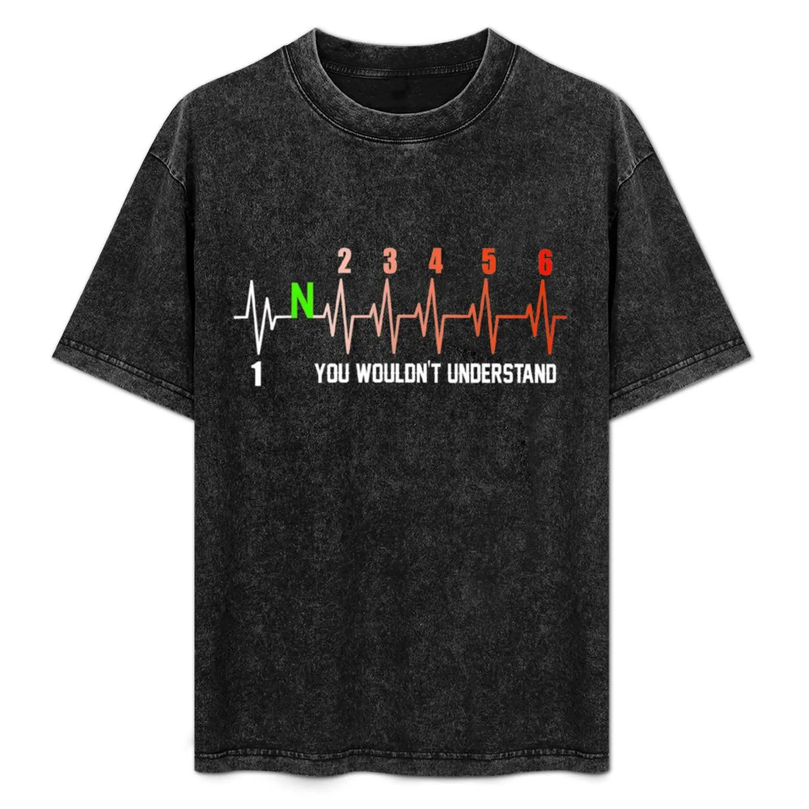

Motorcycle Heartbeat Biker Lover 1 Down 5 Up T-Shirt Soft Basic Cotton Short Sleeve Tee