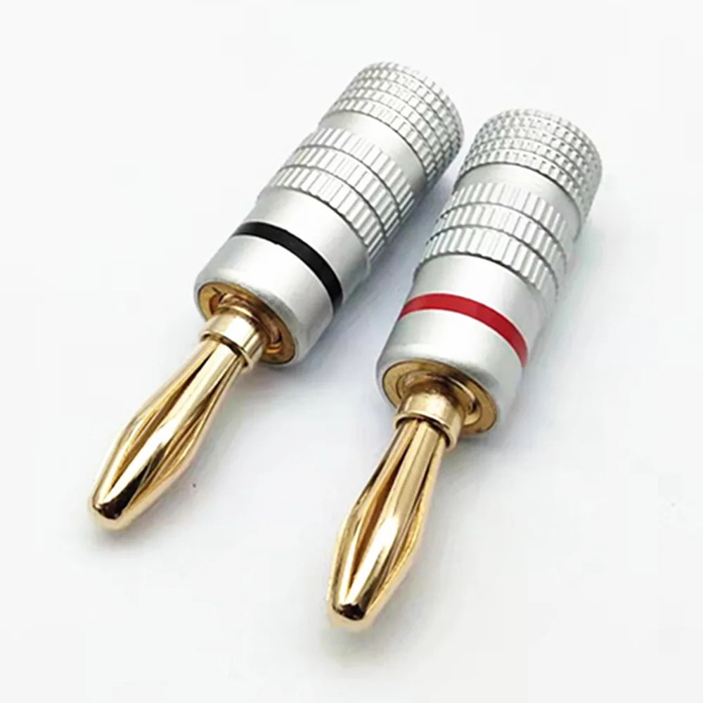 1pcs Banana Connector 4mm Speaker Banana Plugs Connector Copper Gold Plated 4mm Banana Jack Match With 4mm Binding Post