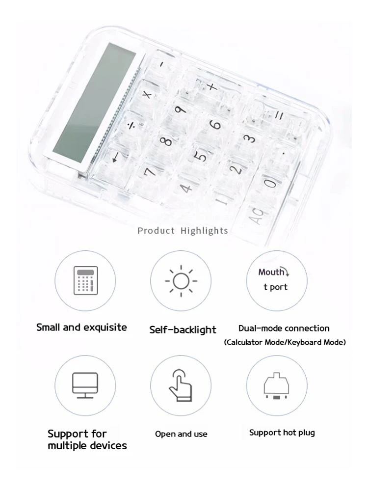 Coolkiller Digital Mechanical Keyboard Hot Swap Pad Polar Bear Transparent Calculator Rechargeable Portable Cute.