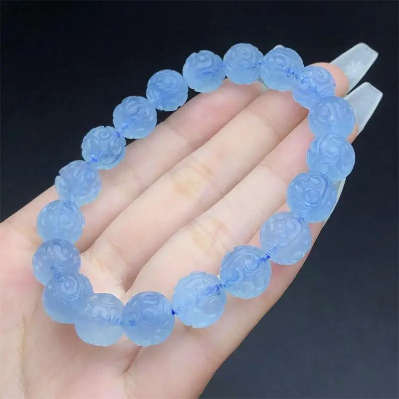 10MM Natural Aquamarine Mosaic Bead Bracelet Colorful Gemstone Bead Strings Fashion Beautifully Jewelry For Men Women Gift 1PCS