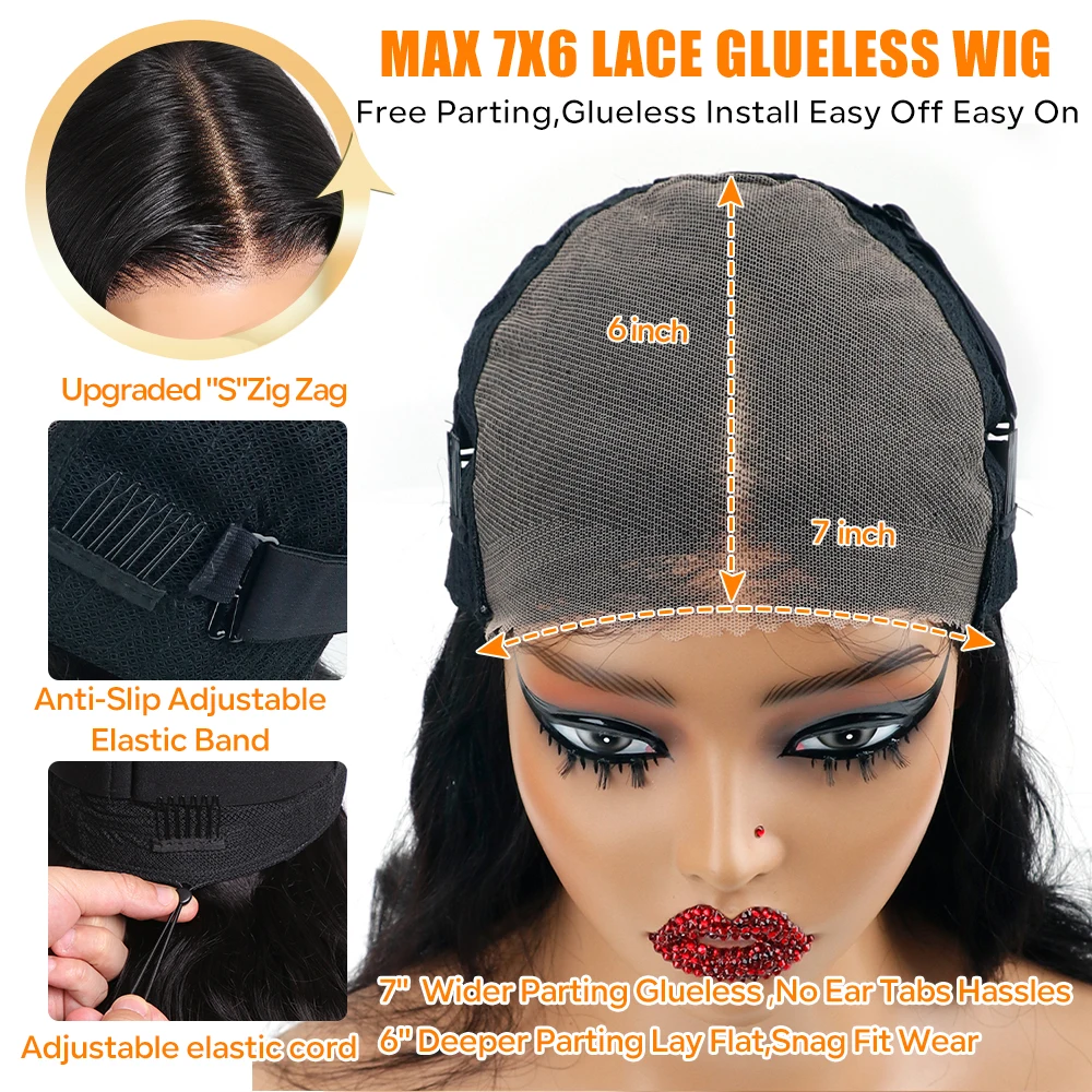 مستقيم 7x6 HD الدانتيل إغلاق خصلات الشعر المستعار الإنسان غلويليس قبل قطعها الباروكات للنساء قبل ابيض قبل قطعها الشعر البشري البرازيلي