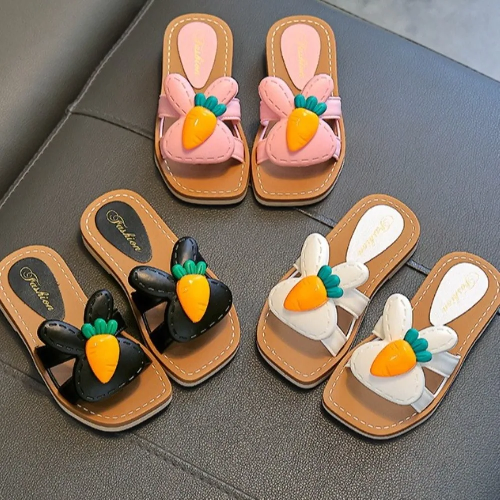 1Pair Hot Sale Rabbit Carrot Children's Slippers Non-slip Open Toes Baby Slippers Soft Sole Children Shoes Indoor
